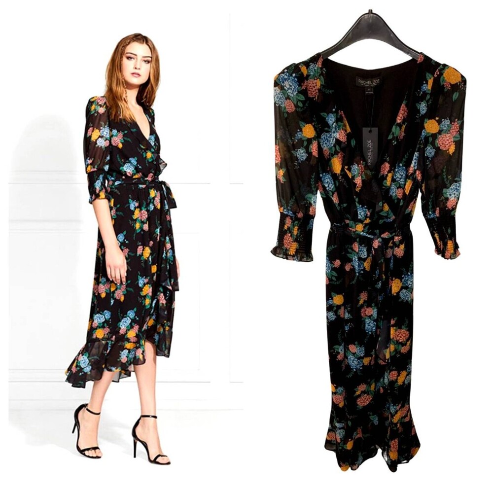 Rachel Zoe | NWT Ysabelle Printed Midi Dress Chiffon Style Size Small